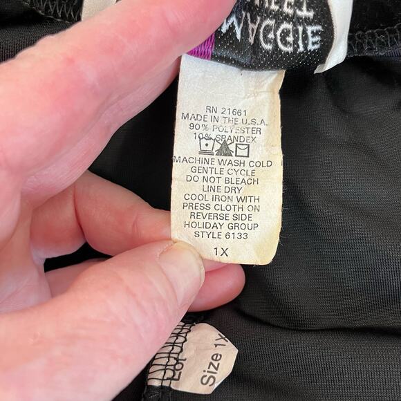 Vintage Maggie Sweet Black Elastic Waist Velvet Pull On Stretch Pants Plus 1X - Picture 11 of 11